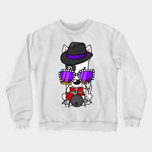 Cute Bull Terrier jamming on the drums Crewneck Sweatshirt